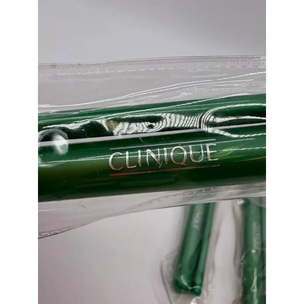 Clinique Travel Makeup Brush Set Lot Of 3 Mini Brushes New Sealed Green
